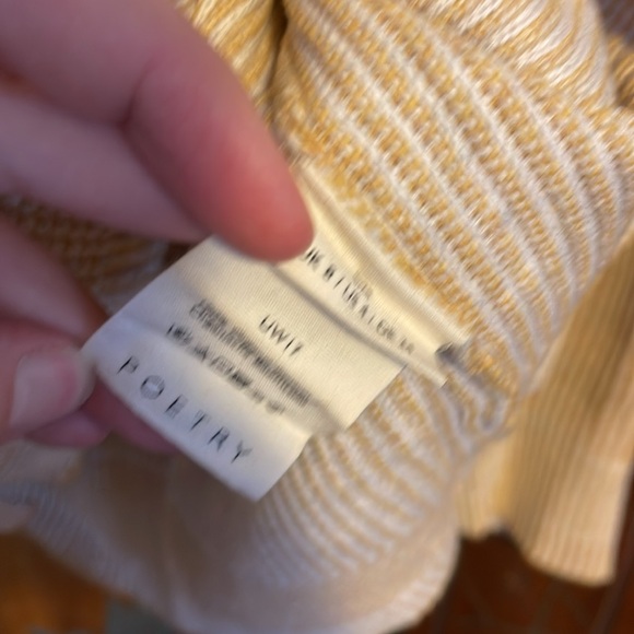 Poetry cotton yellow and white sweater size 4 women’s - Picture 3 of 4